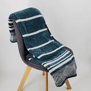 100% Polyester Sofa Decorative Knitted Chenille Throw