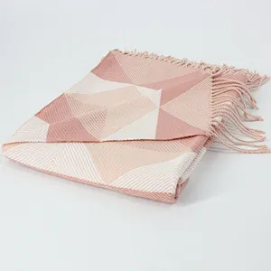 100% Acrylic Custom Geo Woven Jacquard Spring Summer Throw