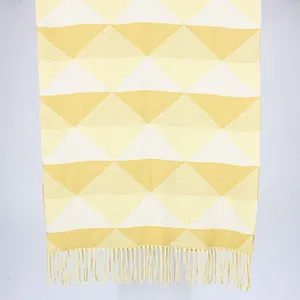 100% Acrylic Custom Geo Woven Jacquard Spring Summer Throw