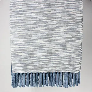 100% Acrylic Sofa Decorative Throw  Blanket China with Chenille Fringed
