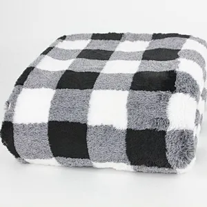 100% Polyester Buffalo Jacquard Rabbit Mink Fur Throw