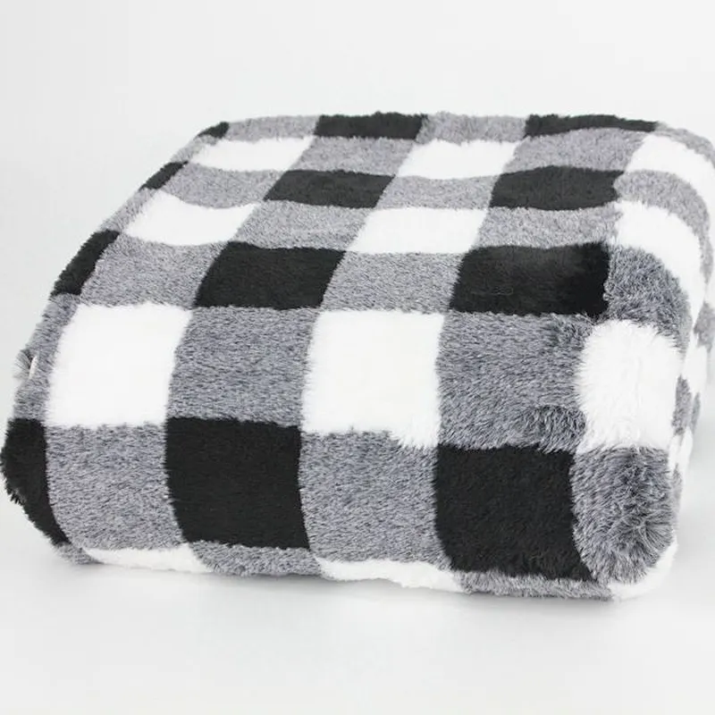 100% Polyester Buffalo Jacquard Rabbit Mink Fur Throw