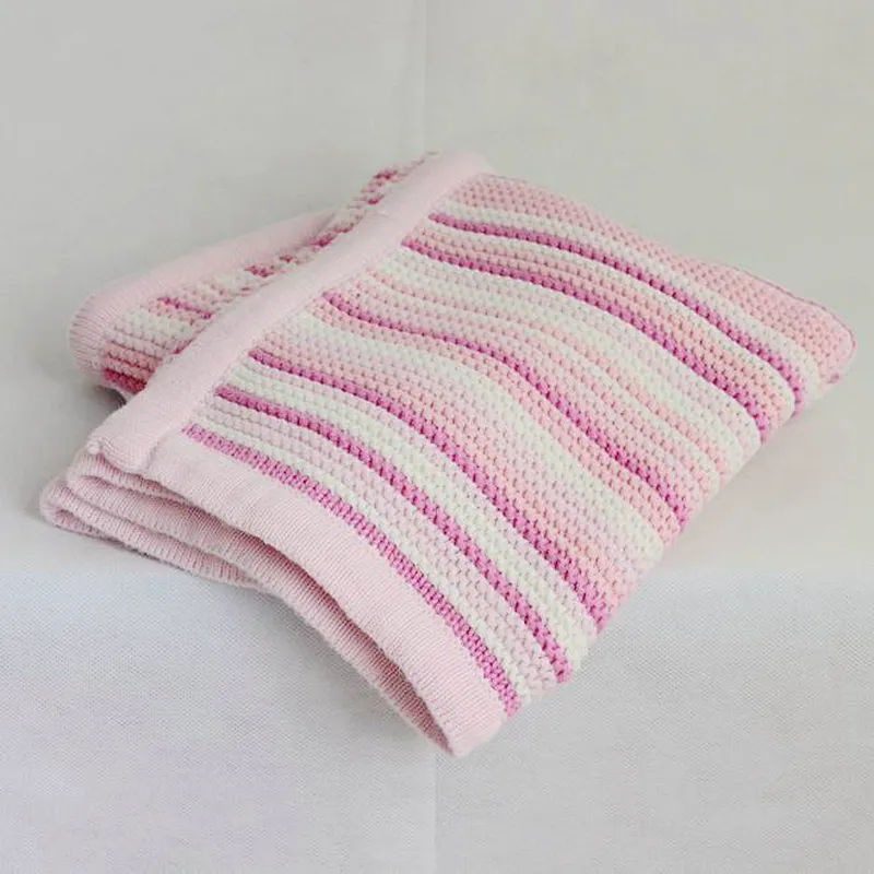100%Cotton BSCI Wholesale Soft Baby Stripe Pattern Cotton Blanket