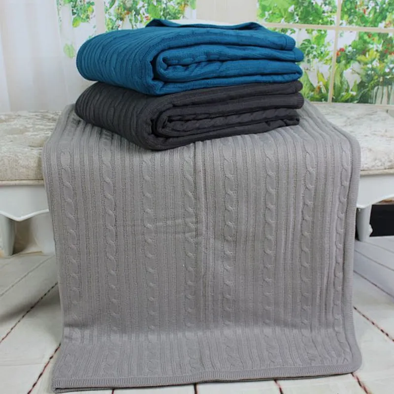 Double Layers Cable Knit Throw with Sherpa Backing