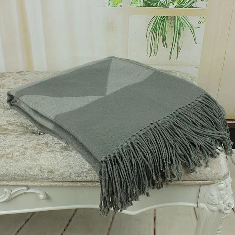 100% Acrylic Check Pattern Blue Color Sofa Throw Blanket