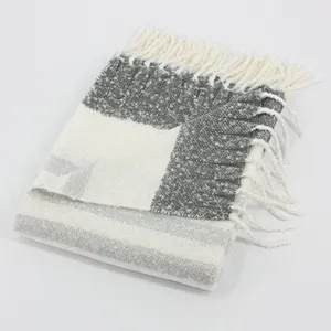 100% Acrylic Soft Purple Stripe Mohair Floor Blanket