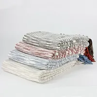 100% Acrylic Sofa Decorative Throw  Blanket China with Chenille Fringed