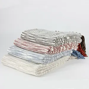 100% Acrylic Sofa Decorative Throw  Blanket China with Chenille Fringed
