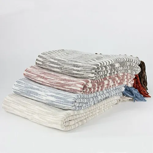 100% Acrylic Sofa Decorative Throw  Blanket China with Chenille Fringed