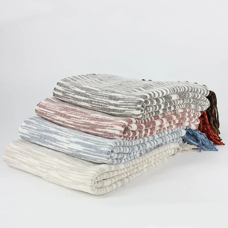 100% Acrylic Sofa Decorative Throw  Blanket China with Chenille Fringed