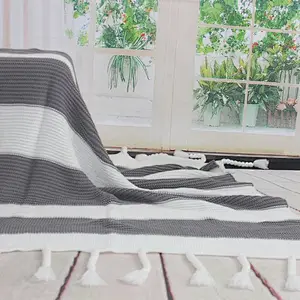 100% Acrylic Super Chunky Weighted  Hand Fringed Knitted Throw