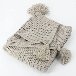 100% Acrylic Blanket Knit Throw Sofa Suitable for Adults Blanket With Fringes