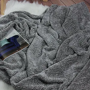100% Polyester Sofa Decorative Knitted Chenille Throw