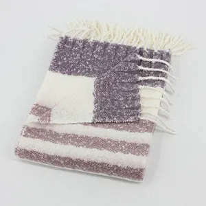 100% Acrylic Soft Purple Stripe Mohair Floor Blanket