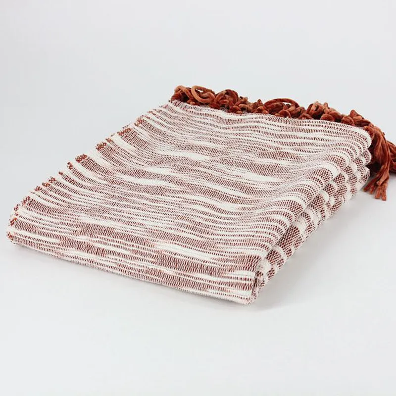 100% Acrylic Sofa Decorative Throw  Blanket China with Chenille Fringed