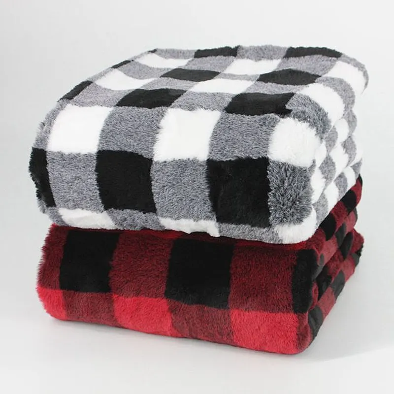100% Polyester Buffalo Jacquard Rabbit Mink Fur Throw