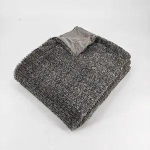 Luxury Home Decorative Sofa Bed Stripe Faux Fur Faux  Rabbit Blanket