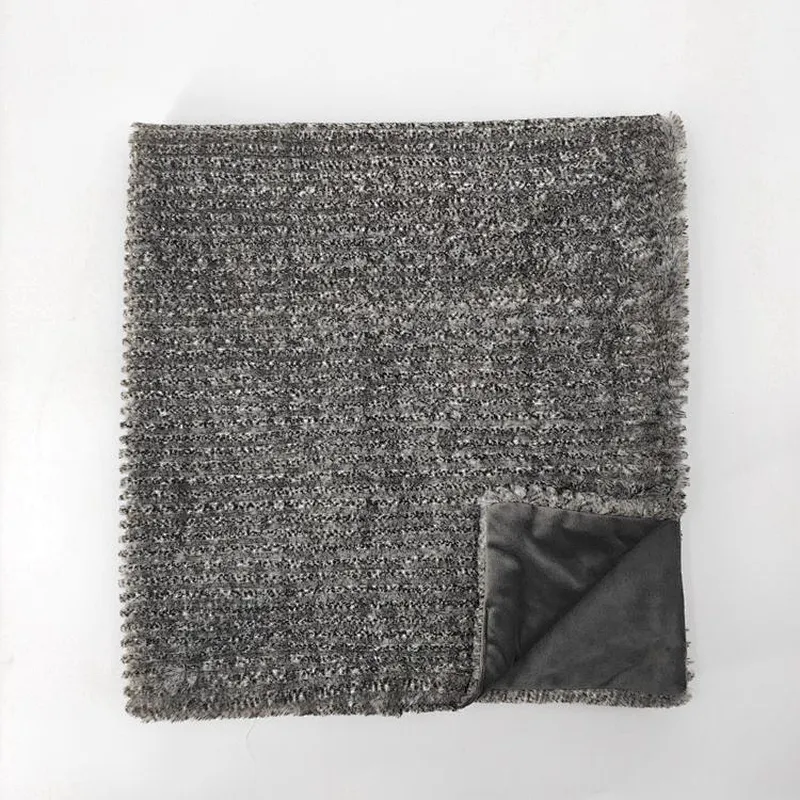 Luxury Home Decorative Sofa Bed Stripe Faux Fur Faux  Rabbit Blanket