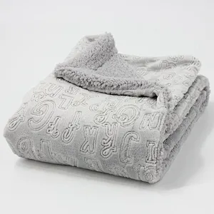 100% Polyester BSCI Wholesale Soft  Embossed Flannel fleece Baby Blanket