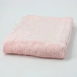 100%Polyester Double Layer Embossed Animal  Flannel Baby Blanket