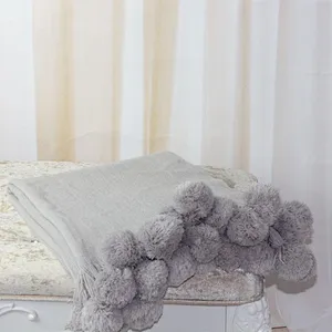 100% Acrylic Pompom Spain Home Soft Spring Blanket