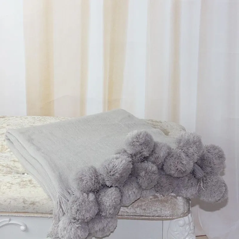 100% Acrylic Pompom Spain Home Soft Spring Blanket