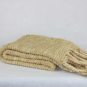 100% Acrylic  Soft Home Decoration Sofa Chunky Knit Fringed Blanket