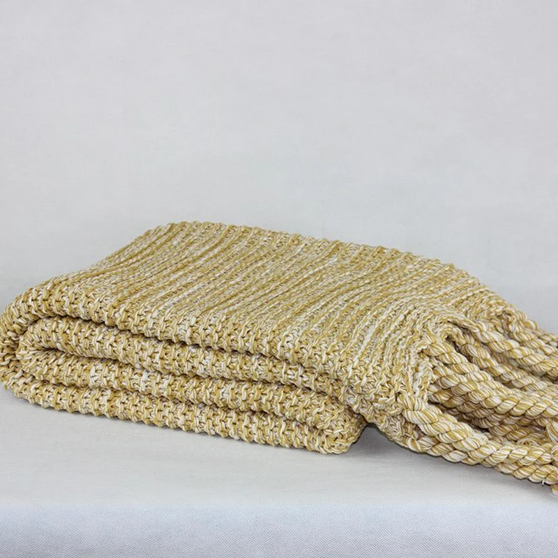 100% Acrylic  Soft Home Decoration Sofa Chunky Knit Fringed Blanket
