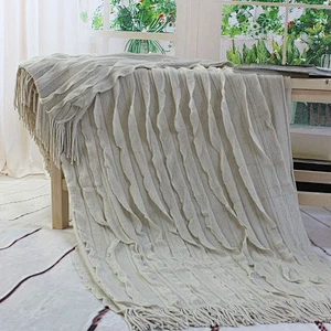 100%Acrylic China Wholesale BSCI Audi Decorative Sofa Super Soft Fringe Knitted Blanket