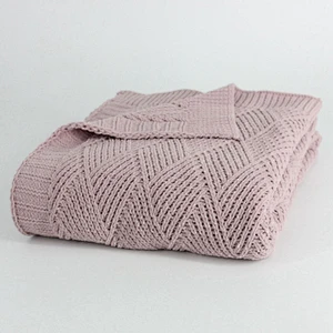 100% Acrylic Factory Cheap Geometry Knitted Throw