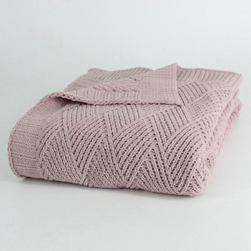 100% Acrylic Factory Cheap Geometry Knitted Throw
