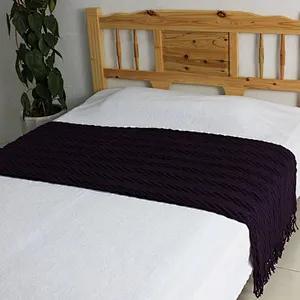 100% Acrylic Pleated Herribone Woven Throw Blanket