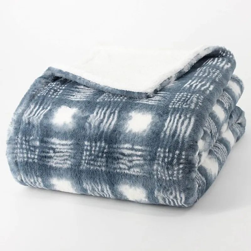 100% Polyester Soft Printed Rabbit Faux Fur Blanket