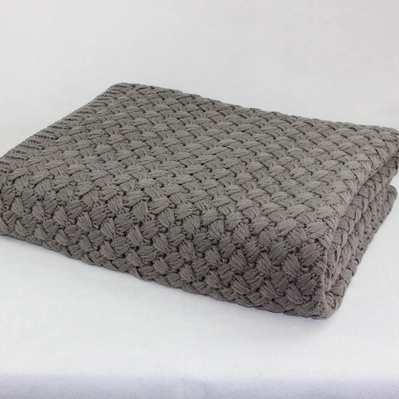 100% Acrylic Winter Heavy Chunky Sofa Decorative Knitting Throw Blanket