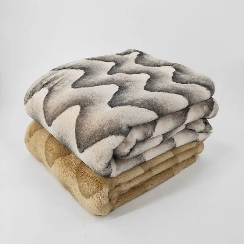 Luxury Home Decorative Sofa Bed Printed Faux Rabbit Blanket
