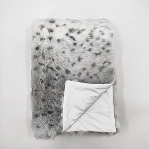 Luxury Home Decorative Sofa Bed Lepard Jacquard Faux Fur Blanket