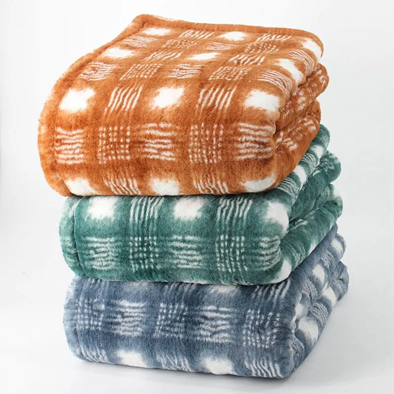 100% Polyester Soft Printed Rabbit Faux Fur Blanket