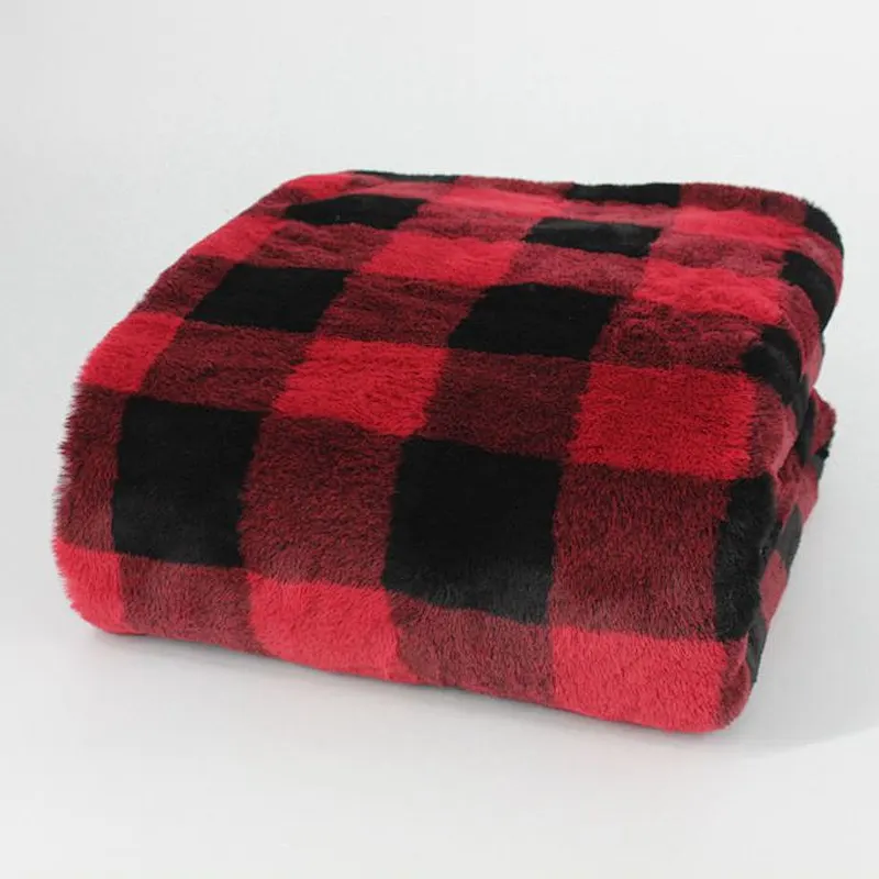 100% Polyester Buffalo Jacquard Rabbit Mink Fur Throw