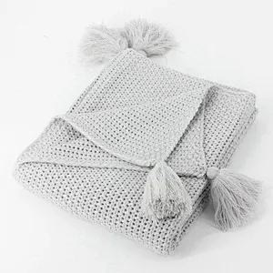 100% Acrylic Blanket Knit Throw Sofa Suitable for Adults Blanket With Fringes