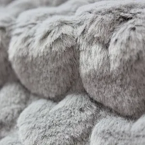 100% Polyester Heart Embossed Rabbit Fur Throw For Bed