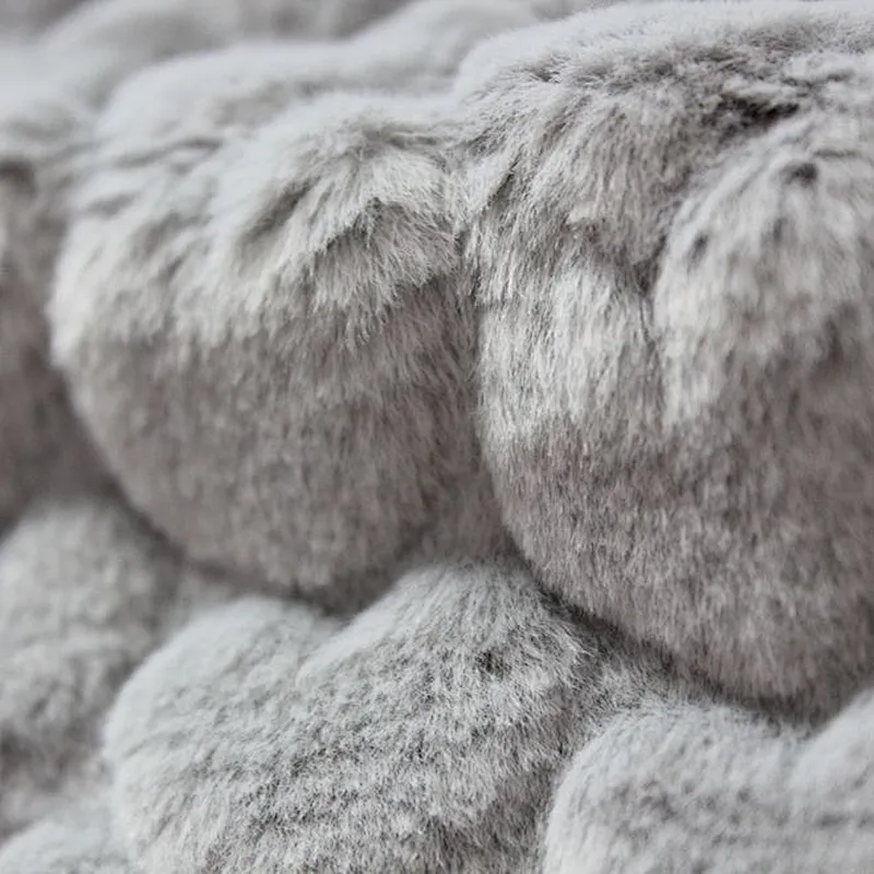 100% Polyester Heart Embossed Rabbit Fur Throw For Bed