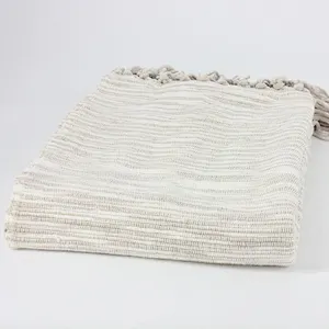 100% Acrylic Sofa Decorative Throw  Blanket China with Chenille Fringed