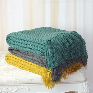 100% Acrylic Knit Soft Plain Color Blanket for Promotion