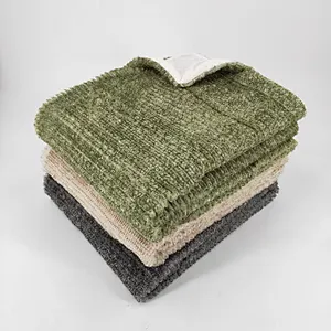 Luxury Home Decorative Sofa Bed Stripe Faux Fur Faux  Rabbit Blanket