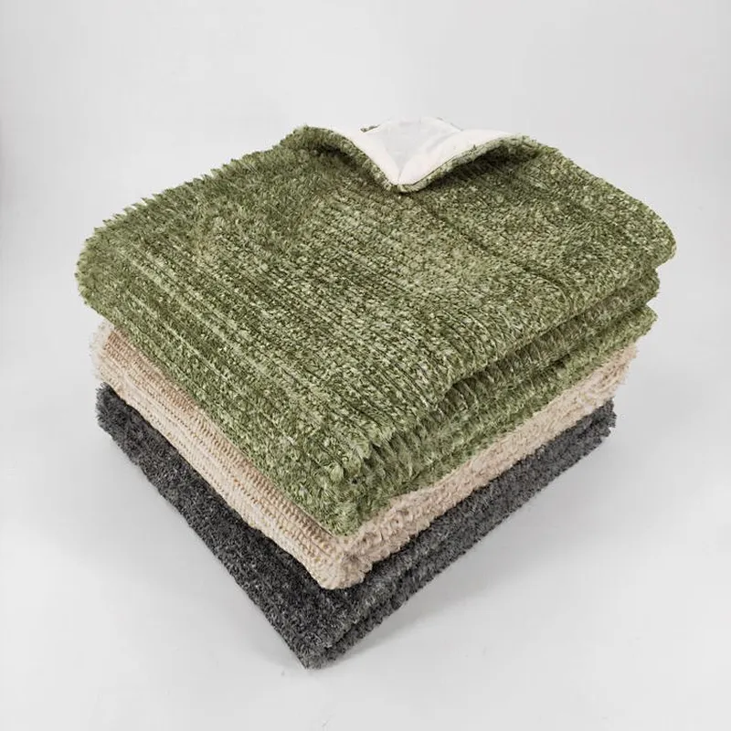 Luxury Home Decorative Sofa Bed Stripe Faux Fur Faux  Rabbit Blanket