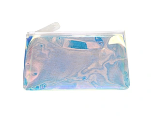Bolsa holográfica para brochas de maquillaje de viaje.