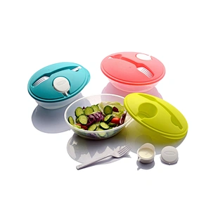 Salad Bowl With Fork&Sauce Jar