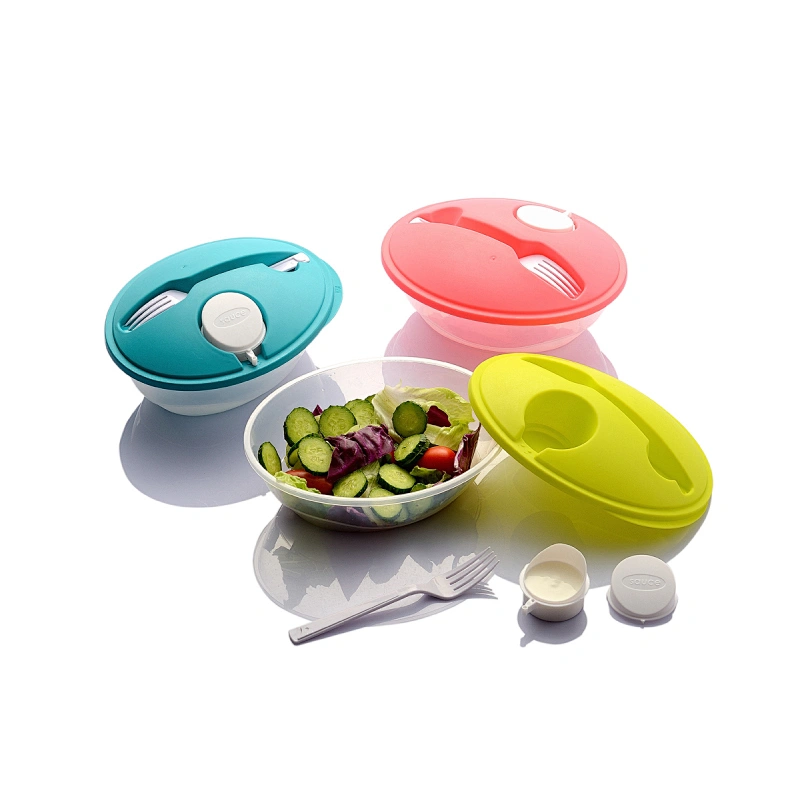 Salad Bowl With Fork&Sauce Jar