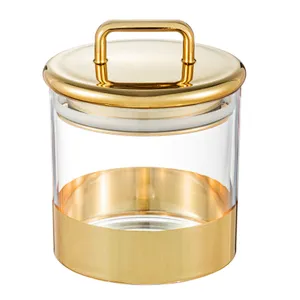 500ml Storage Container With Stand lid & Gold Ring