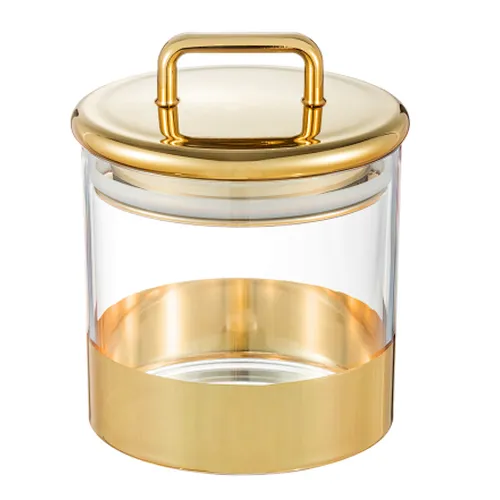 500ml Storage Container With Stand lid & Gold Ring
